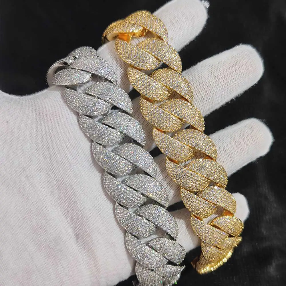 Hip Hop Full Iced Out Zircon 5-Row Stone Heavy And Thick Necklace 22mm Cuban Link Chain Personalized Men's Jewelry Drop Shipping