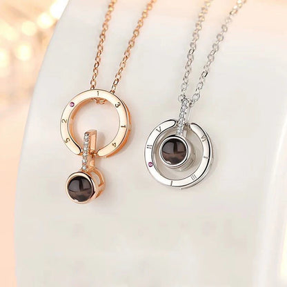 Projection Necklace Set With Rose Gift Box 100 Languages I Love You