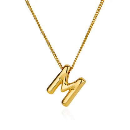 Stainless Steel Collares Chunky Alphabet Balloon 3D Letter Initials