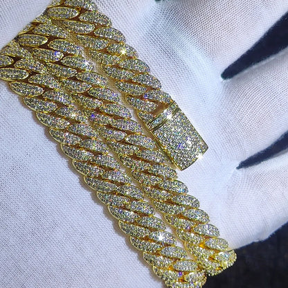 10mm Hip Hop Cubic Zircon CZ Iced Out Bubbles Cuban Link Chain