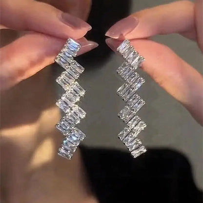 Sparkling Zircon Christmas Tree Drop Earrings For Women Trendy Xmas Tree Plant Dangle Earrings New Year Festival Party Jewelry
