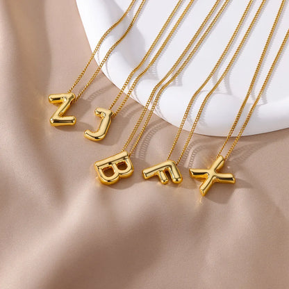 Stainless Steel Collares Chunky Alphabet Balloon 3D Letter Initials