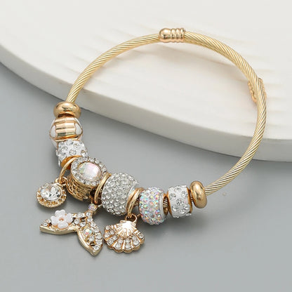 Multi-Element Stainless Steel Circle Love Bracelet – Beaded Charm Gift
