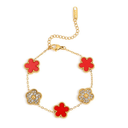 RAKOL 316 Stainless Steel Hot Selling Gold Plated Clover Charm Bracelet Luxury Five Leaf Flower Bracelets Jewelry For Women Gift