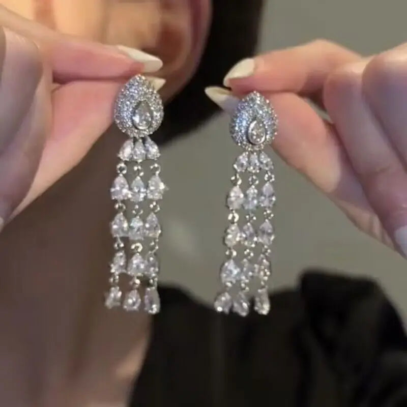 Sparkling Zircon Christmas Tree Drop Earrings For Women Trendy Xmas Tree Plant Dangle Earrings New Year Festival Party Jewelry