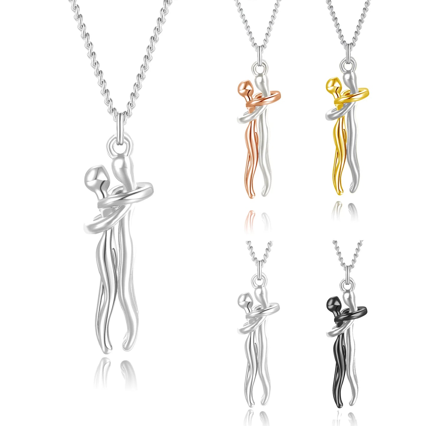 Hip Hop Couple Pendant - Punk Hug Promise Necklace Women and Men
