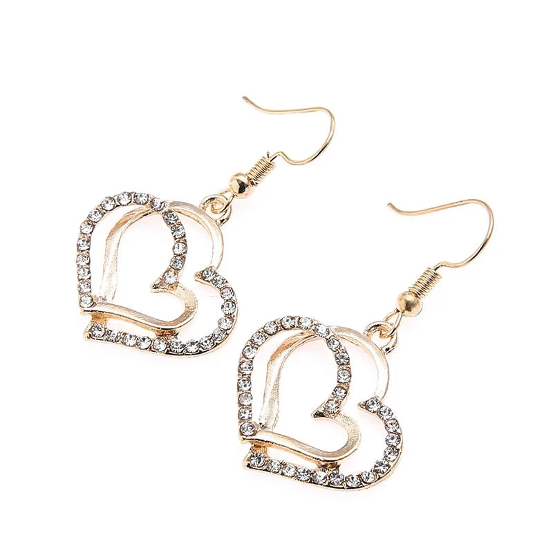 3 Pcs Set Heart Shaped Jewelry Set Of Earrings Pendant Necklace For