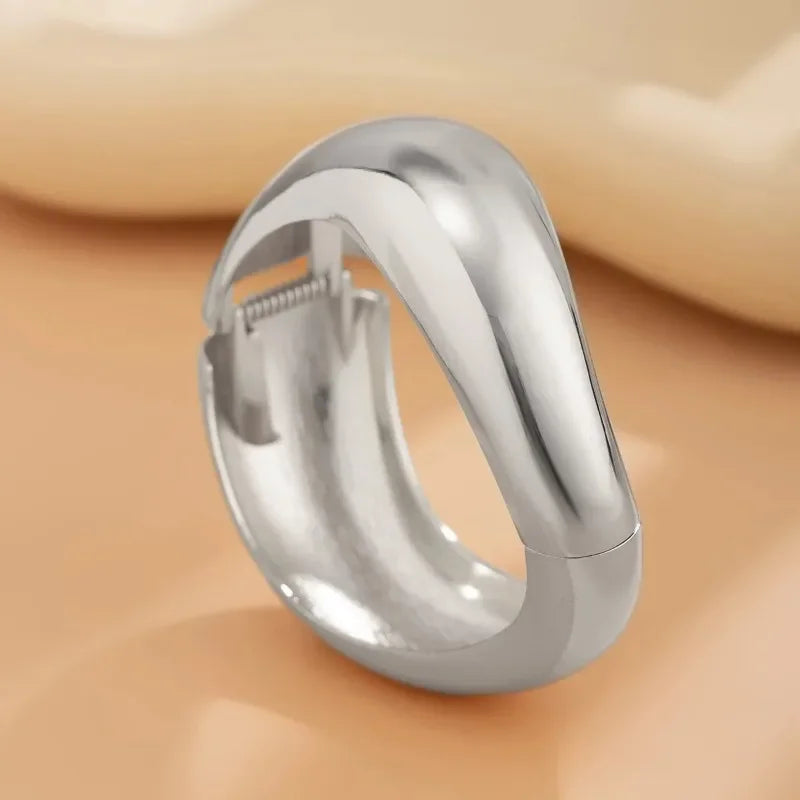 Wide Cuff Bangles Punk Gold Silver Color Geometric Metal Large Bangles for Women Bracelets Men Exaggerated Luxury Jewelry