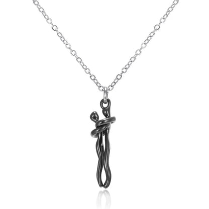 Forever Embrace: The Hug Couple Necklace