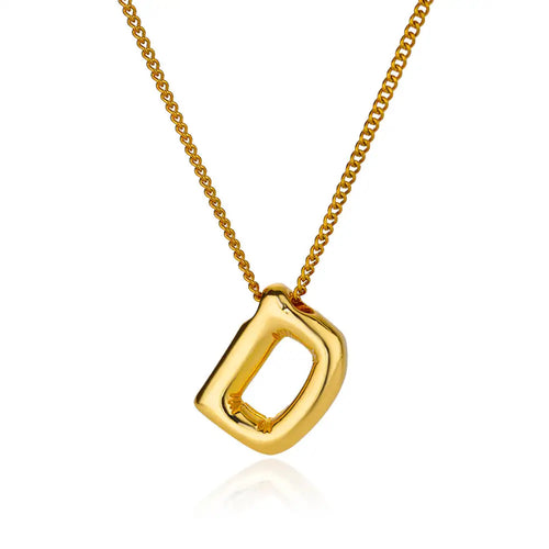 Stainless Steel Collares Chunky Alphabet Balloon 3D Letter Initials