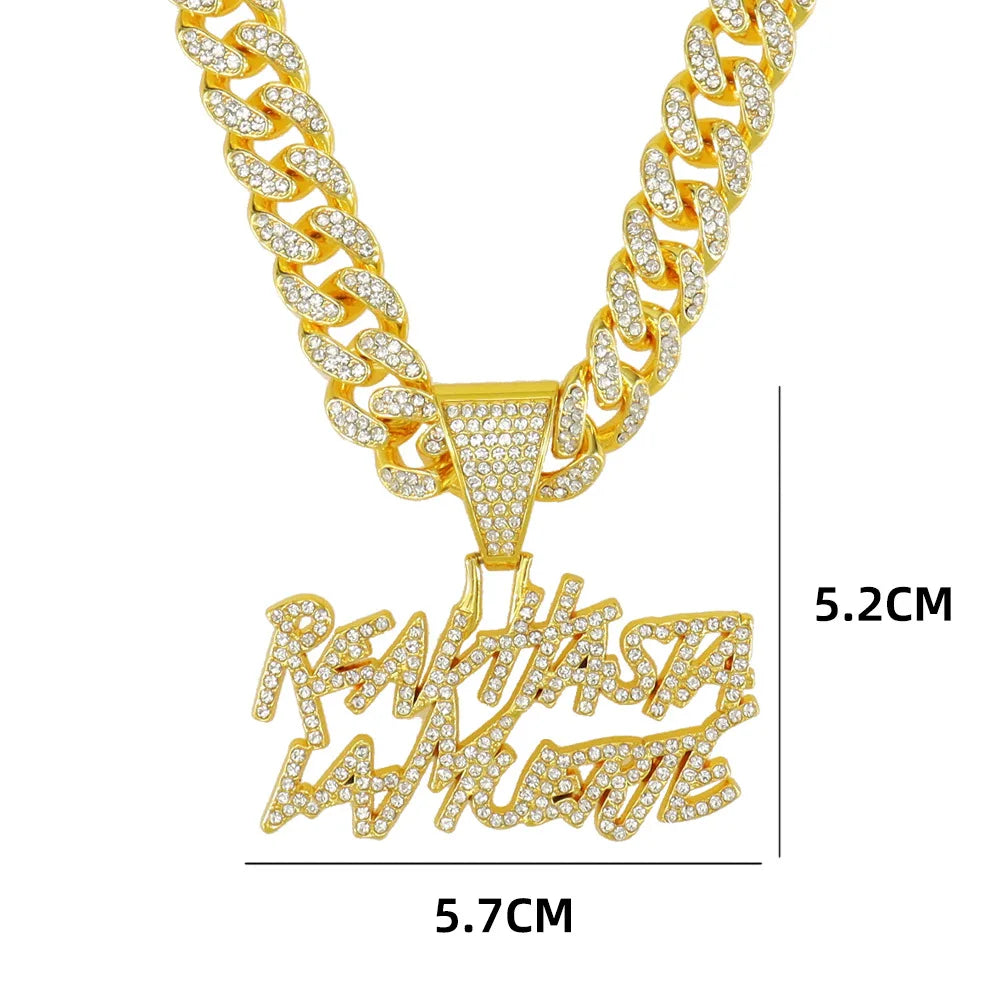 ULJ Men Women Hip Hop realhasta lamuerte Letter  Pendant Necklace 12MM