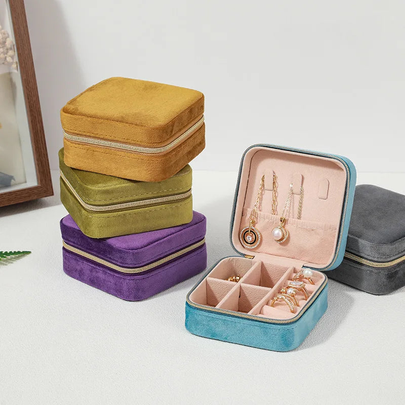 Velvet Jewelry Box For Women Necklace Ring Earrings Organizer Holder