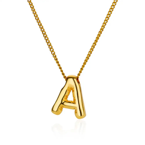 Stainless Steel Collares Chunky Alphabet Balloon 3D Letter Initials