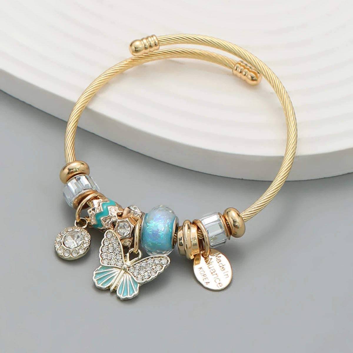 Multi-Element Stainless Steel Circle Love Bracelet – Beaded Charm Gift