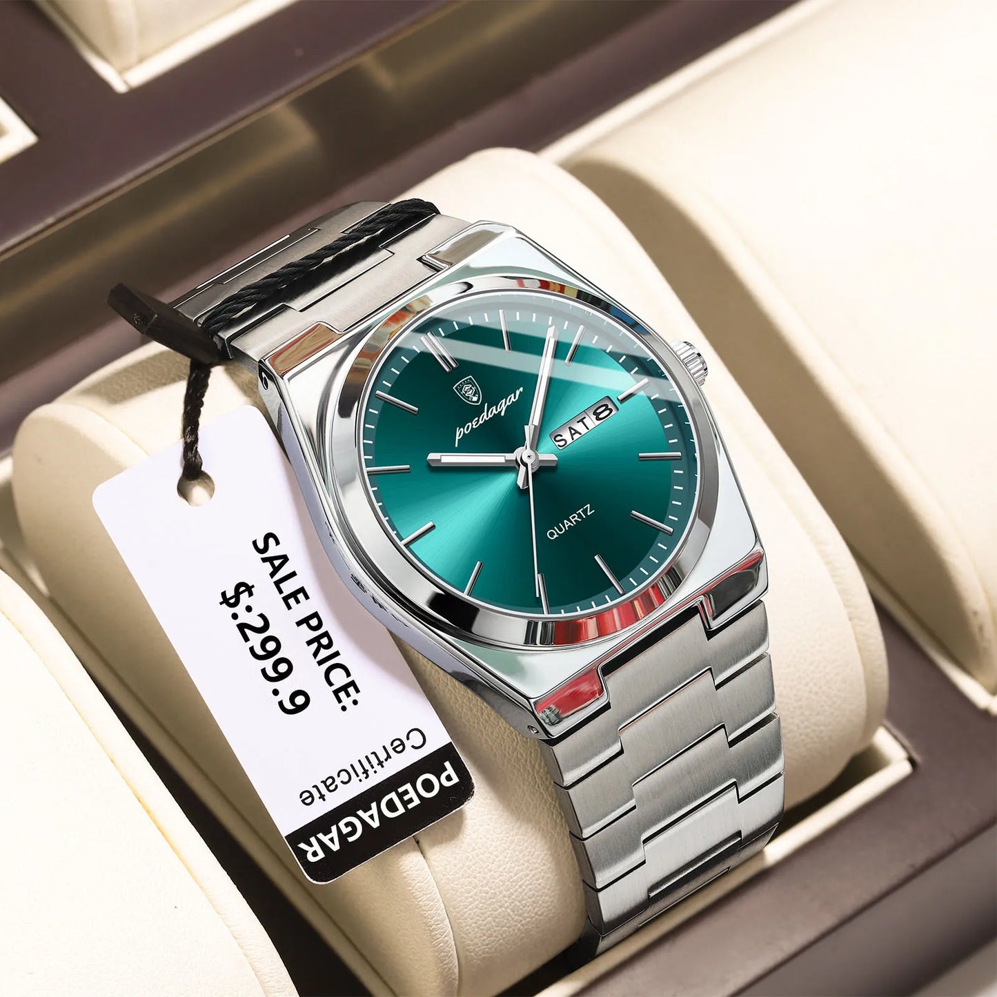 POEDAGAR Luxury Watches For Men Stainless Steel Waterproof Luminous Man Watch Date Week Fashion Casual Men's Quartz Watch Reloj