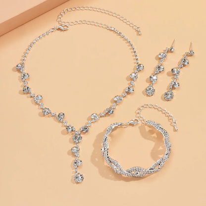 4PC Women's Fashion Copper Claw Chain Sunflower Necklace Earrings