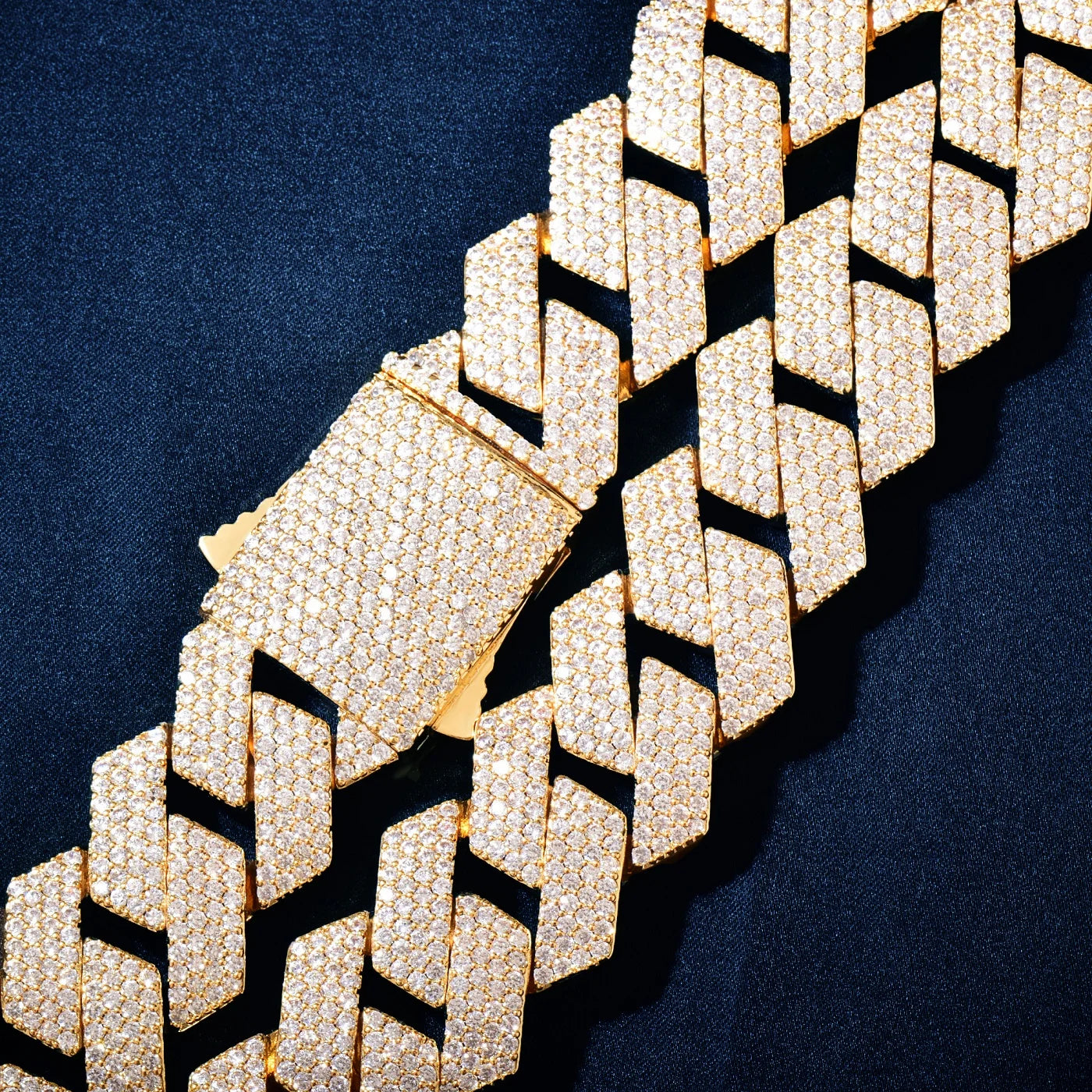 CUC Men Hip Hop Necklace 20mm 4Row Miami Cuban Chain Gold Color Iced Out Zirconia Link Fashion Rock Rapper Jewelry