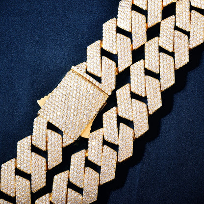 CUC Men Hip Hop Necklace 20mm 4Row Miami Cuban Chain Gold Color Iced Out Zirconia Link Fashion Rock Rapper Jewelry