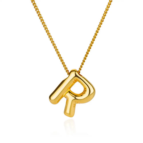 Stainless Steel Collares Chunky Alphabet Balloon 3D Letter Initials