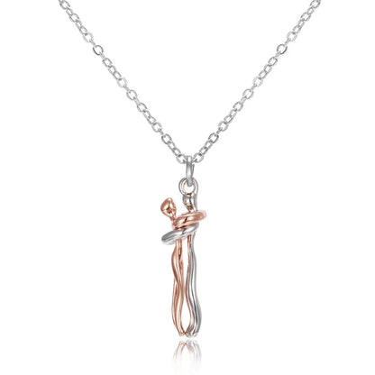 Forever Embrace: The Hug Couple Necklace