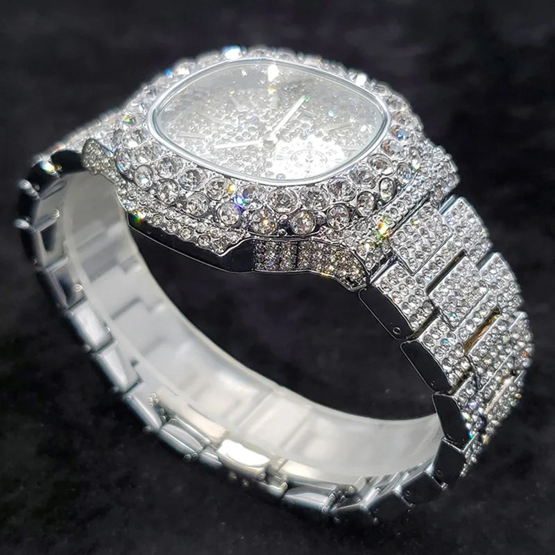 Luxury Diamond Watch Men Hip Hop Street Style Date Display Quartz Timepiece Iced Out Party Jewelry Wristwatch Hot Sale Product