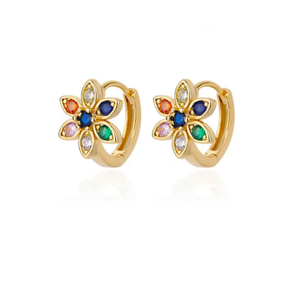 Zircon Round Hoop Earrings for Women Stainless Steel Round Circle Heart Evil Blue Earring Female Fashion Party Jewelry Gift BFF