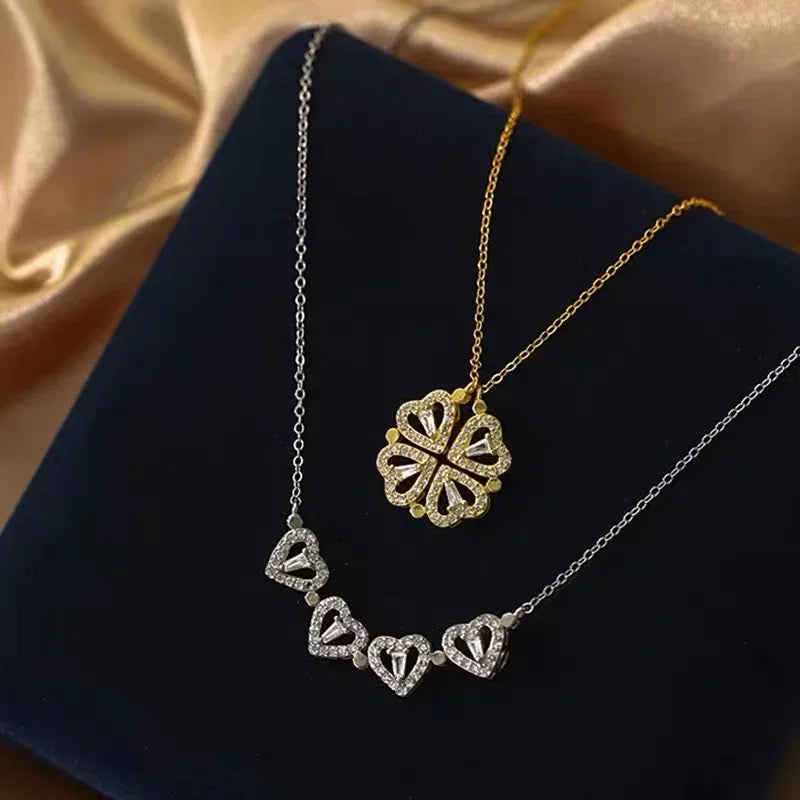 Подвеска Vintage Lucky Four Leaf Clover Pendant Necklace Fashion Heart