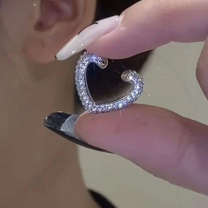 Delicate Zircon Heart Shape Clip Earrings Female Buckle Ear Cuff No Piercings Fake Cartilage Ear for Women 2025 Fashion Jewelry