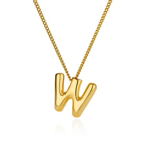 Stainless Steel Collares Chunky Alphabet Balloon 3D Letter Initials