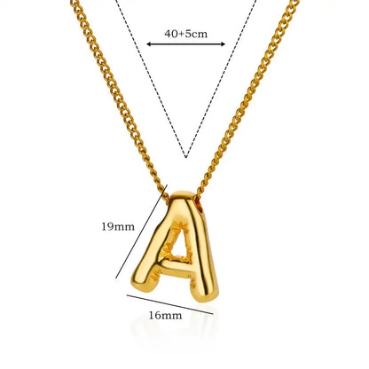 Stainless Steel Collares Chunky Alphabet Balloon 3D Letter Initials