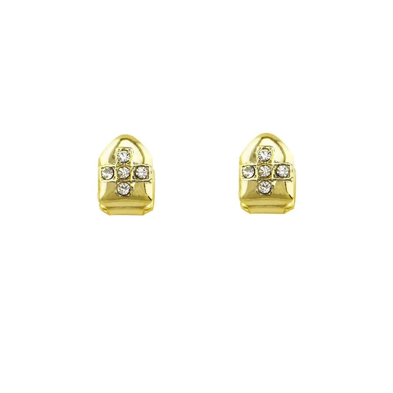 Hip Hop Iced Bling Teeth Grillz Cross Cubic Zircon Micro Paved Charm Grills Unisex Top & Bottom Jewelry