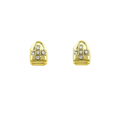 Hip Hop Iced Bling Teeth Grillz Cross Cubic Zircon Micro Paved Charm Grills Unisex Top & Bottom Jewelry
