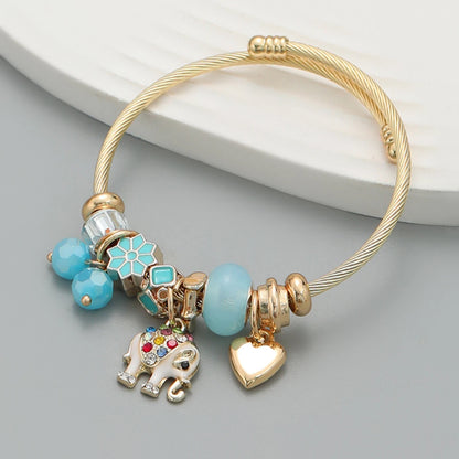 Multi-Element Stainless Steel Circle Love Bracelet – Beaded Charm Gift