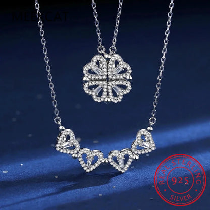 Creative Magnetic Folding Heart Shape Four-leaf Clover Pendant