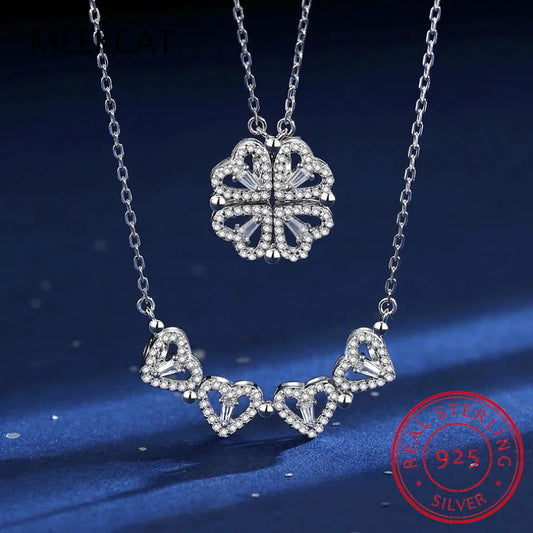 Creative Magnetic Folding Heart Shape Four-leaf Clover Pendant