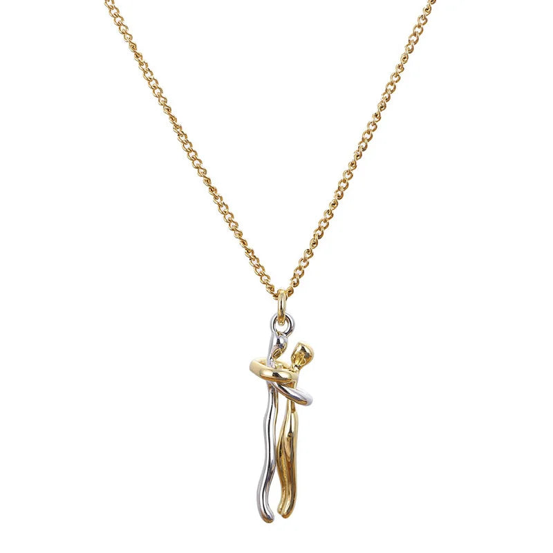 Forever Embrace: The Hug Couple Necklace