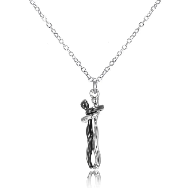Forever Embrace: The Hug Couple Necklace