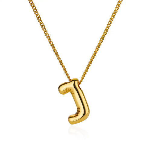 Stainless Steel Collares Chunky Alphabet Balloon 3D Letter Initials