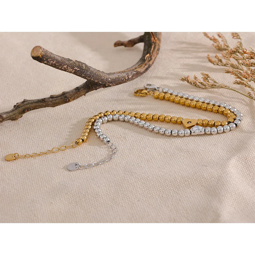 Mimi Beaded Heart Bracelet – Waterproof, Minimalist & Chic Charm | Huna Jewelry