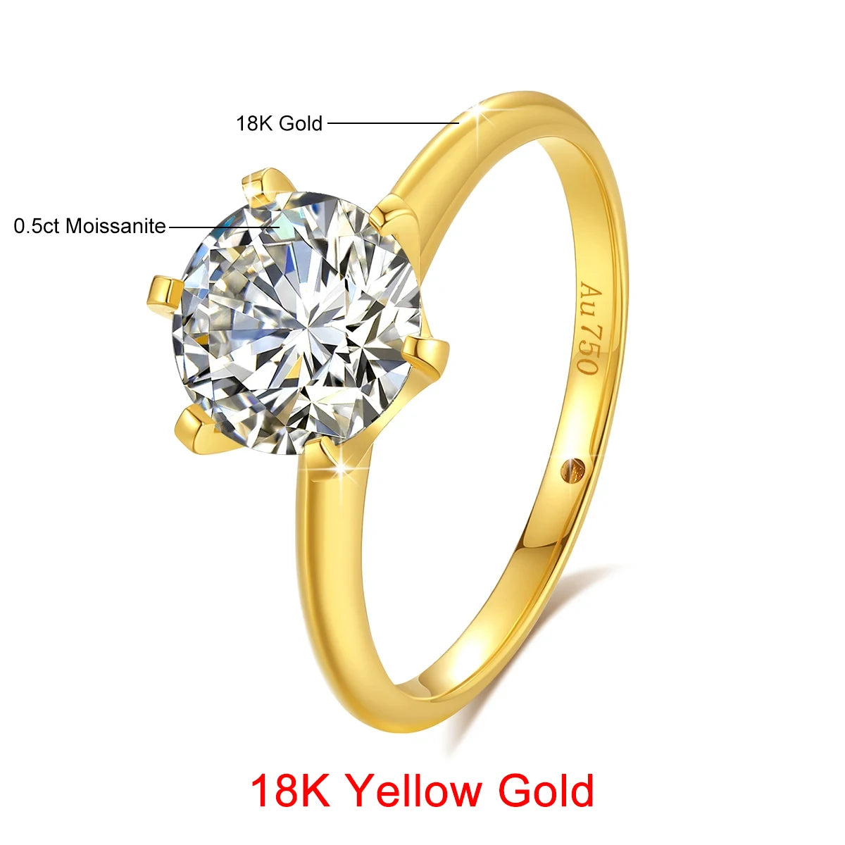 Round Cut Moissanite Engagement Ring in Sterling Silver