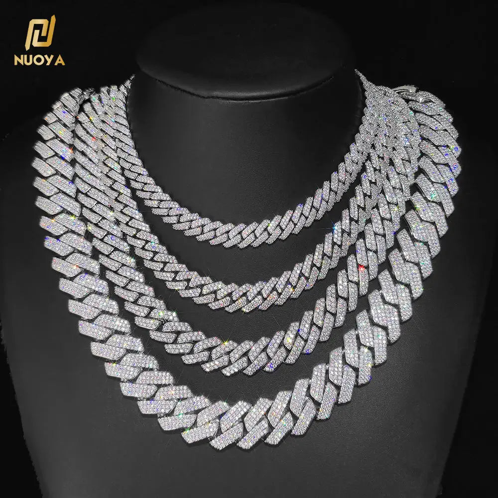 Drop Shipping Hip Hop Cuban Link Chain Necklace Silver/18k Gold Plated 10/12/14/15/20mm Iced Out Diamond CZ Gift for Him/Her