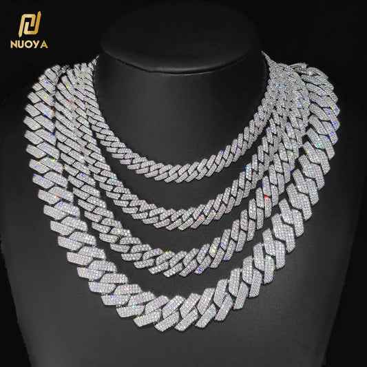 Drop Shipping Hip Hop Cuban Link Chain Necklace Silver/18k Gold Plated 10/12/14/15/20mm Iced Out Diamond CZ Gift for Him/Her