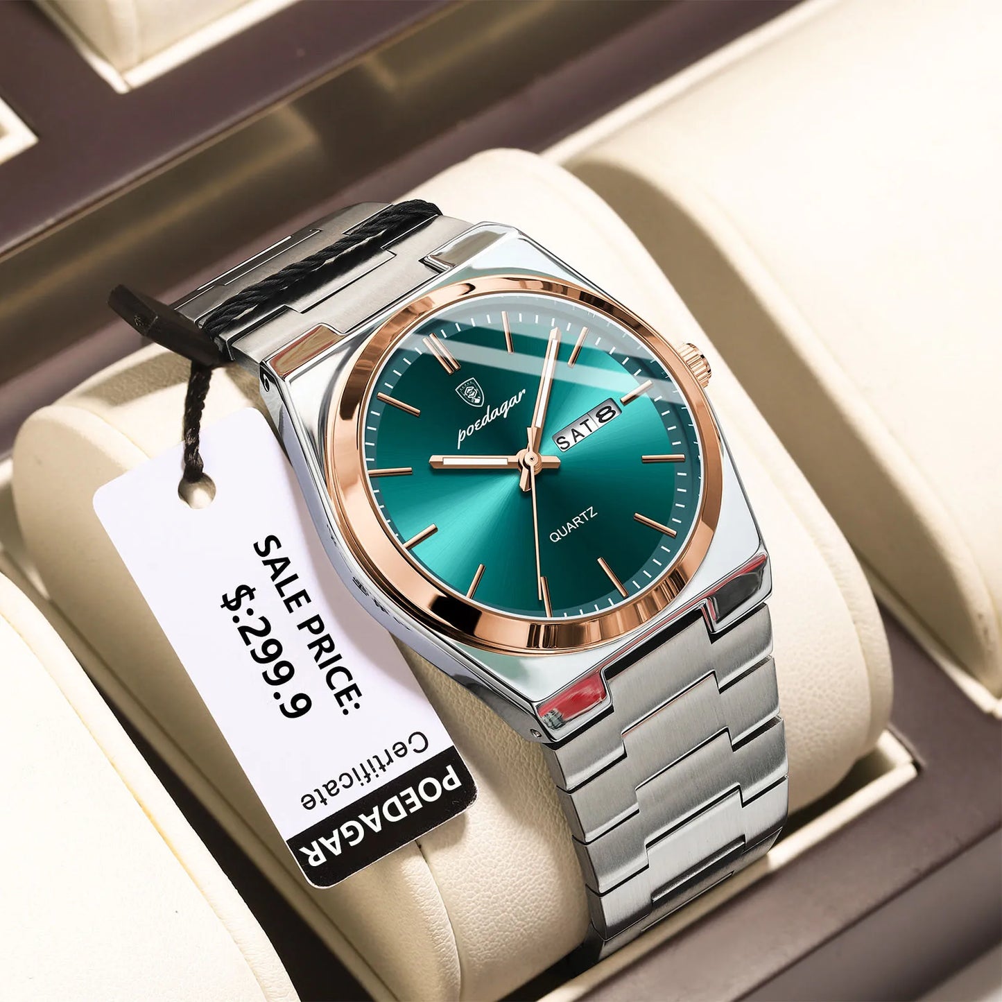 POEDAGAR Luxury Watches For Men Stainless Steel Waterproof Luminous Man Watch Date Week Fashion Casual Men's Quartz Watch Reloj