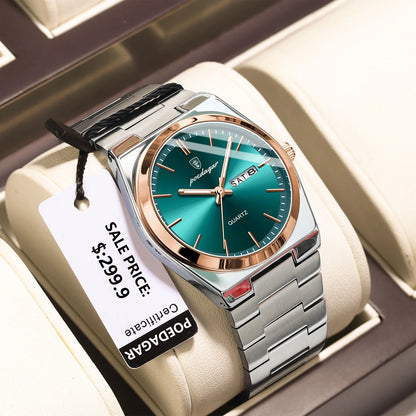 POEDAGAR Luxury Watches For Men Stainless Steel Waterproof Luminous Man Watch Date Week Fashion Casual Men's Quartz Watch Reloj