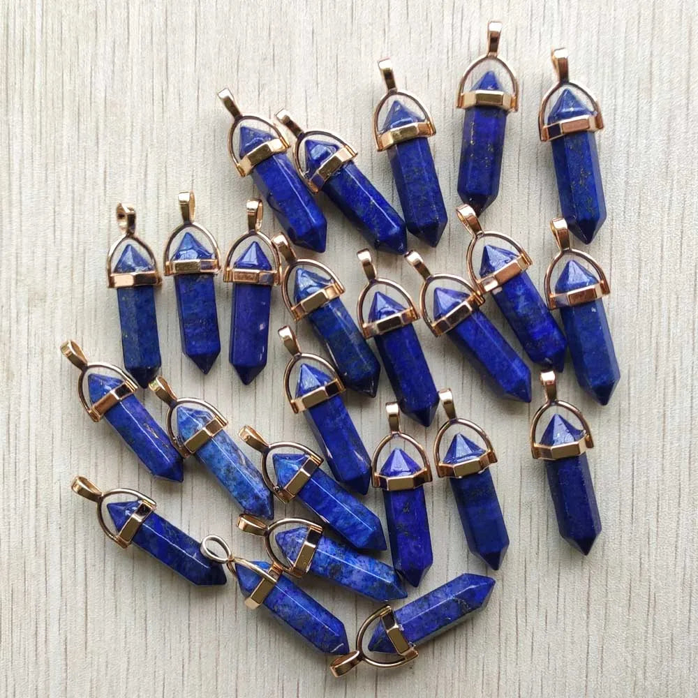 Natural Gem stone Quartz crystal green aventurine pendulum pillar pendants for jewelry making 24pcs/lot Wholesale free shipping