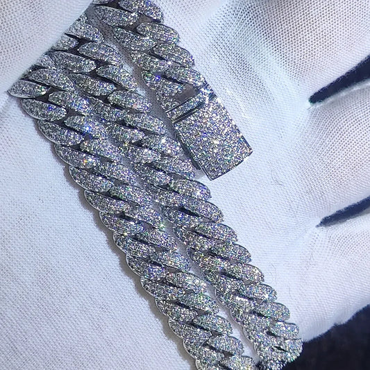 10mm Hip Hop Cubic Zircon CZ Iced Out Bubbles Cuban Link Chain