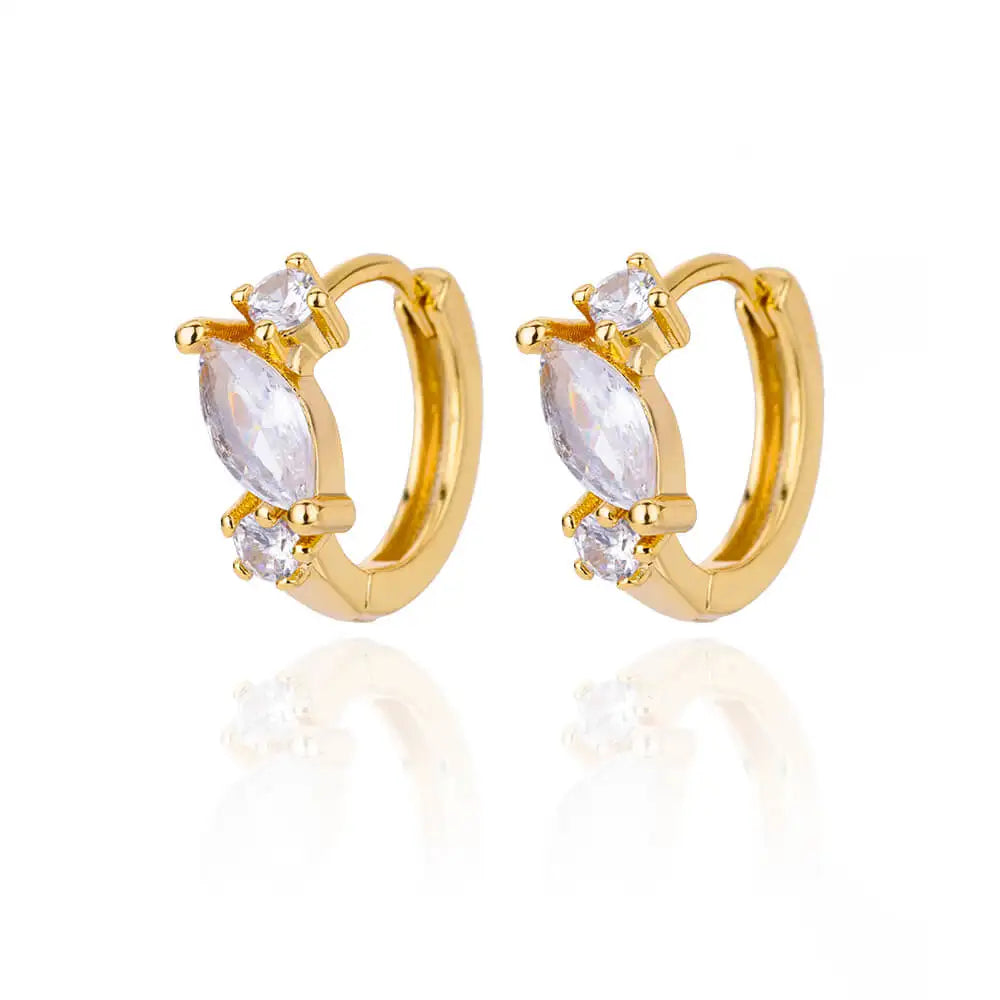 Zircon Round Hoop Earrings for Women Stainless Steel Round Circle Heart Evil Blue Earring Female Fashion Party Jewelry Gift BFF