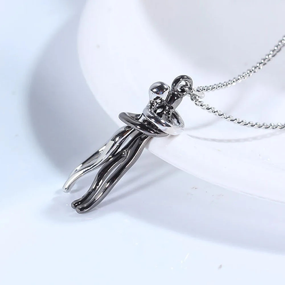 Hip Hop Couple Pendant - Punk Hug Promise Necklace Women and Men