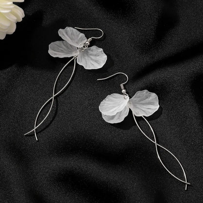 2022 New Trend Simulation Pearl Long Earrings Women's Flower Rhinestone Wedding Pendant Earrings Fashion Korean Jewelry Earrings