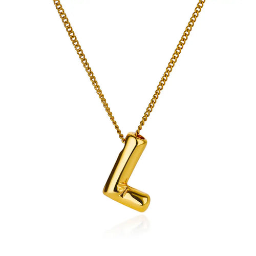 Stainless Steel Collares Chunky Alphabet Balloon 3D Letter Initials